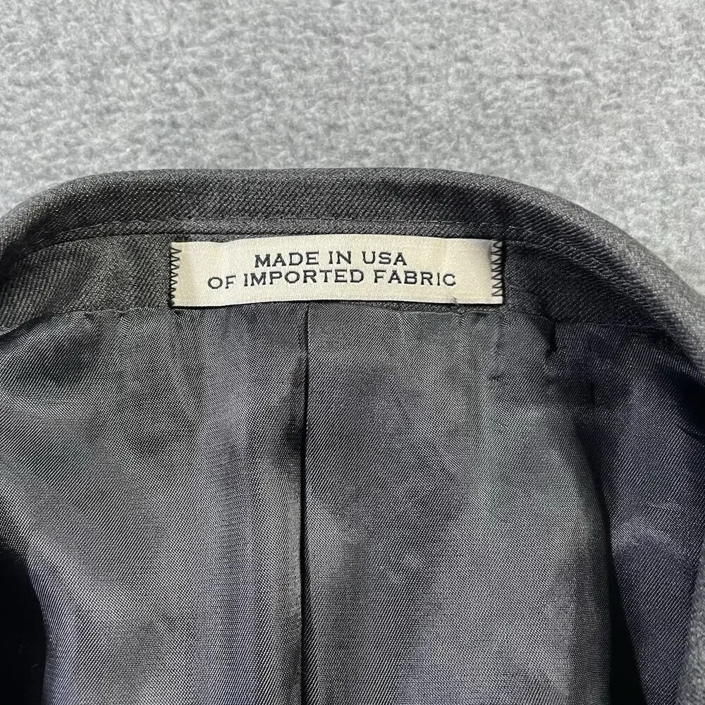 Joseph Abboud 42L Blazer Charcoal Gray Sharkskin Zignone Wool Sport Coat USA
